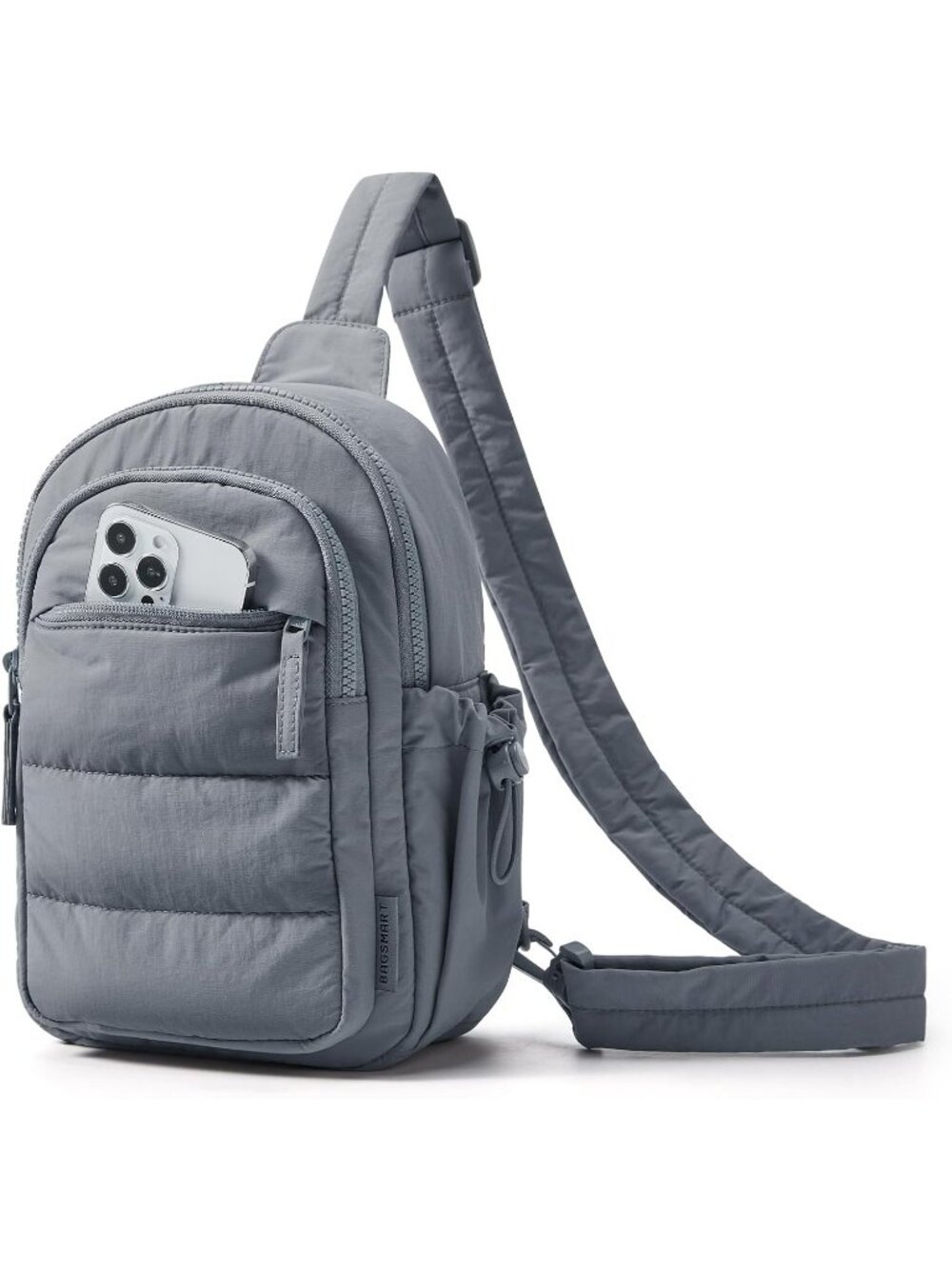 Women's Grey Puffer Sling Hobo Purse Fanny Pack Travel Crossbody Bag